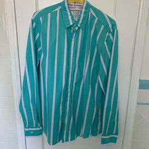 Frank & Eileen Striped Turquoise Button Down